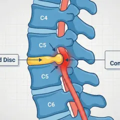 Ernia del disco cervicale C5-C6 causa compressione nervosa e brachialgia che non passa.