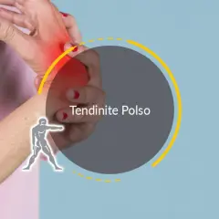 Mano con arrossamento e dolore al polso quando lo ruoto. Testo: Tendinite Polso.