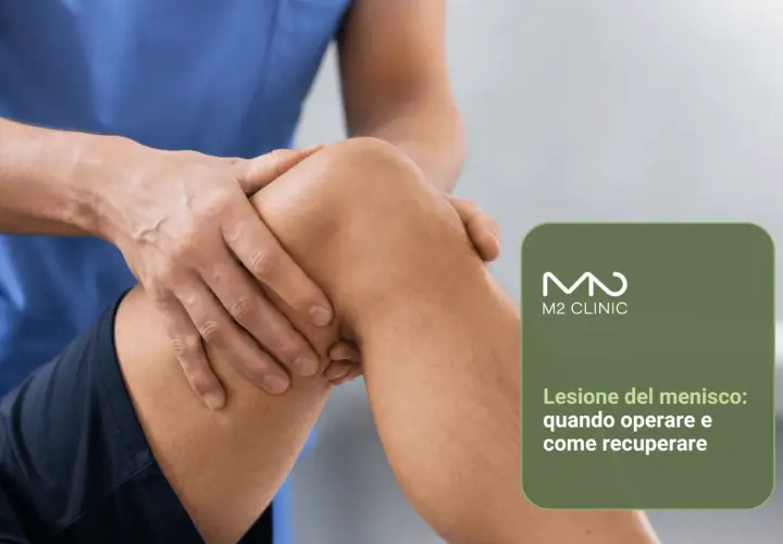 Medico esamina ginocchio. Impara cosa fare in caso di lesione al menisco e come recuperare.