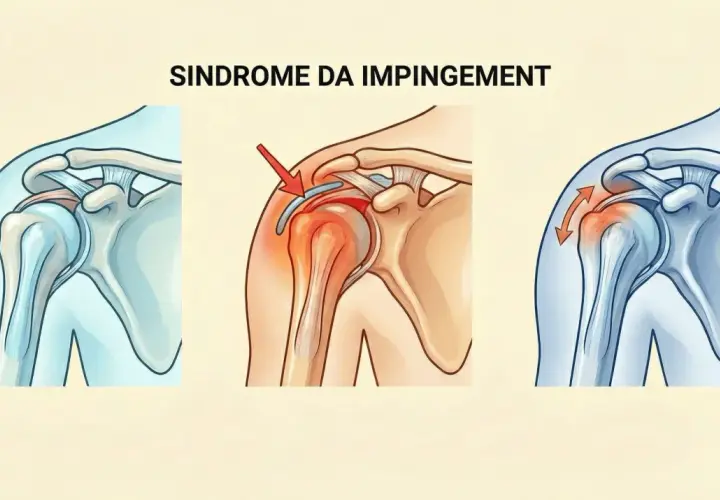 Illustrazione della sindrome da impingement alla spalla, che causa dolore spalla insopportabile.