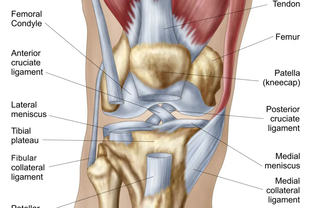 Anatomia del ginocchio: femore, rotula, legamenti e menischi. Utile per capire la gonalgia ginocchio cura.