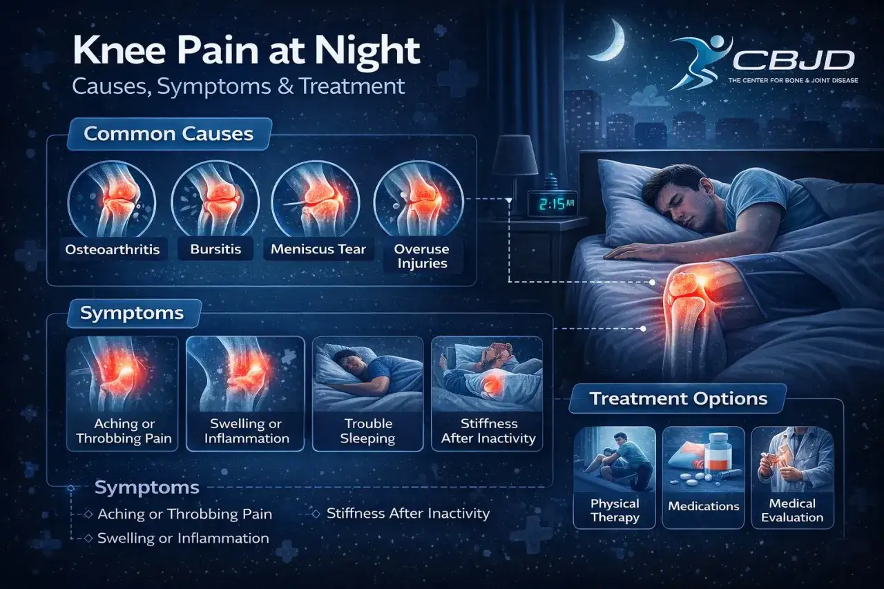 Uomo con dolore al ginocchio di notte. L'immagine illustra cause, sintomi e trattamenti per il male al ginocchio notturno, come osteoartrite e infiammazioni.